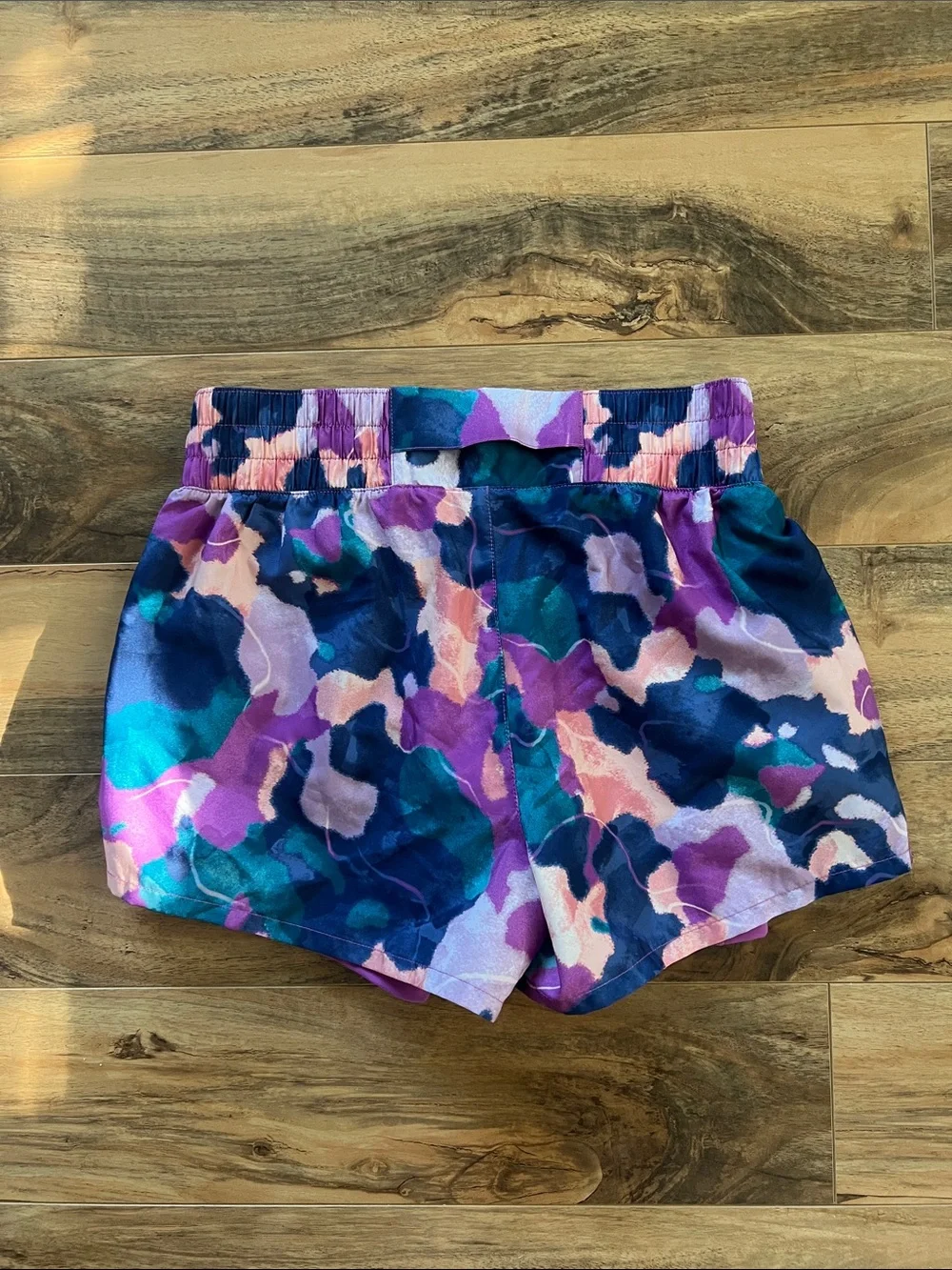Reebok 2 in 1 Running Shorts Built In Shorts Womens XS Purple Print Pockets